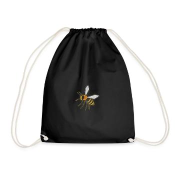 Detailed bee with natural tones - Drawstring Bag - black - Front