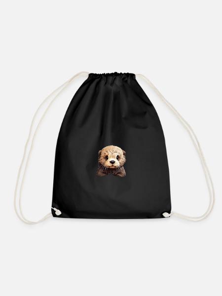Otter Süß Witziges Tierfreund Geschenk - Turnbeutel - Schwarz