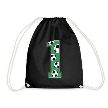 1st Birthday Football Green - Drawstring Bag - black - Front