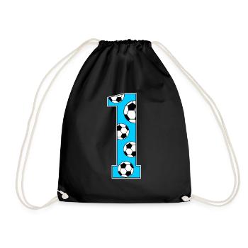1st Birthday Football Turquoise - Drawstring Bag - black - Front