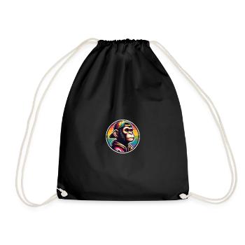 Monkey Hoodie Cap Rainbow - Drawstring Bag - black - Front