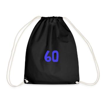60. 60 YEARS. 60th ANNIVERSARY. 60TH BIRTHDAY. - Drawstring Bag - black - Front