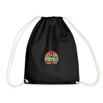 1986 Vintage Retro Birthday Gift - Drawstring Bag - black - Front