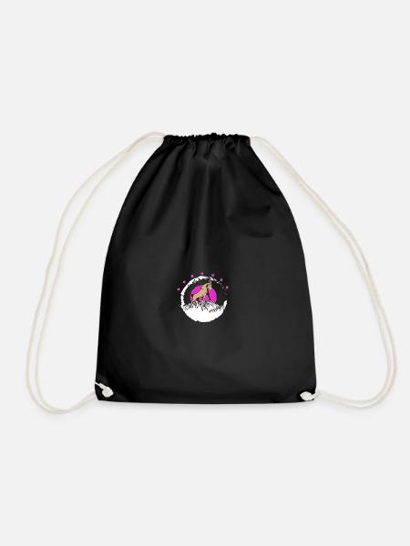 Summit buck in front of pink moon Capricorn - Drawstring Bag - black