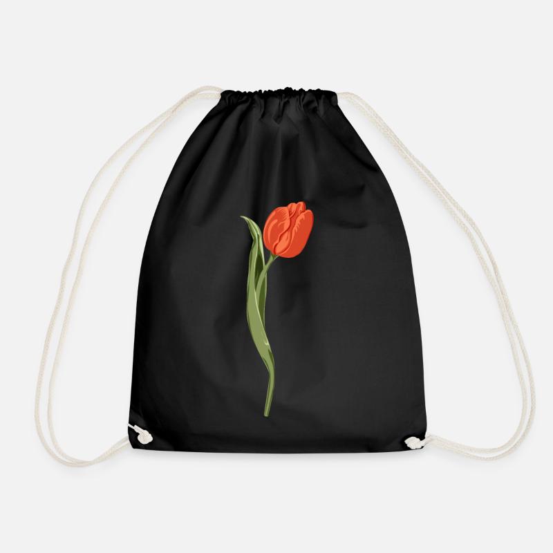 Lebendige rote Tulpe Illustration - Turnbeutel - Schwarz