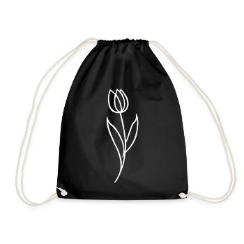 Sketch of a White Flower - Drawstring Bag - black - Front