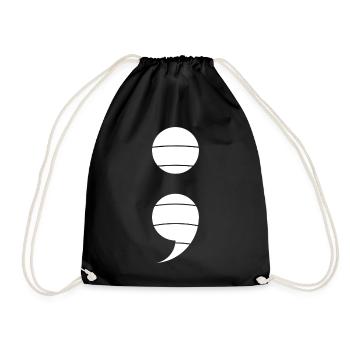 Semi Colon Semicolon Semicolon - Drawstring Bag - black - Front