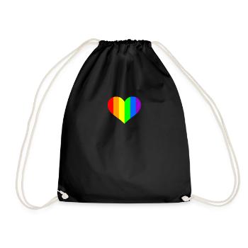 Regenbogen Herz - Turnbeutel - Schwarz - Vorne