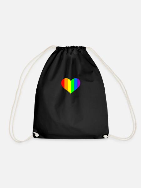 Regenbogen Herz - Turnbeutel - Schwarz