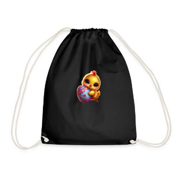 Easter chicks with egg - Drawstring Bag - black - Front