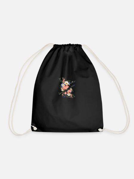Flower1 - Drawstring Bag - black