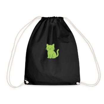 Cute Cat - Drawstring Bag - black - Front
