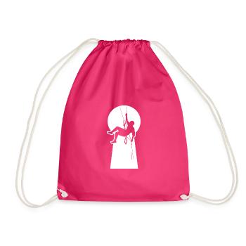 Klettern Bergsteiger abseilen Schlüsselstelle - Turnbeutel - Fuchsia - Vorne