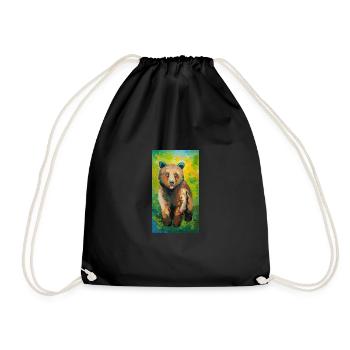 Peinture d’ours Bär Gemälde - Sac de sport léger - noir - Devant