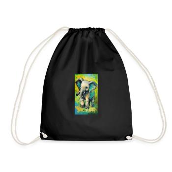 Peinture d’éléphant Éléphant Afrique Peinture Art - Sac de sport léger - noir - Devant