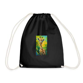 Girafe Peinture Peinture Art bande dessinée - Sac de sport léger - noir - Devant