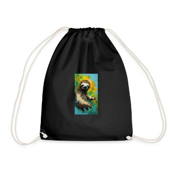 Sloth Painting Faultier Gemälde Kunst Comic Art - Drawstring Bag - black - Front