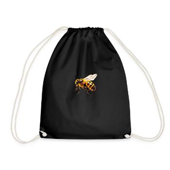 Bees Design Motif Honey Beekeeper Bee - Drawstring Bag - black - Front