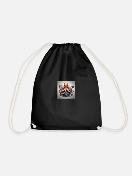 Octopus - Drawstring Bag - black