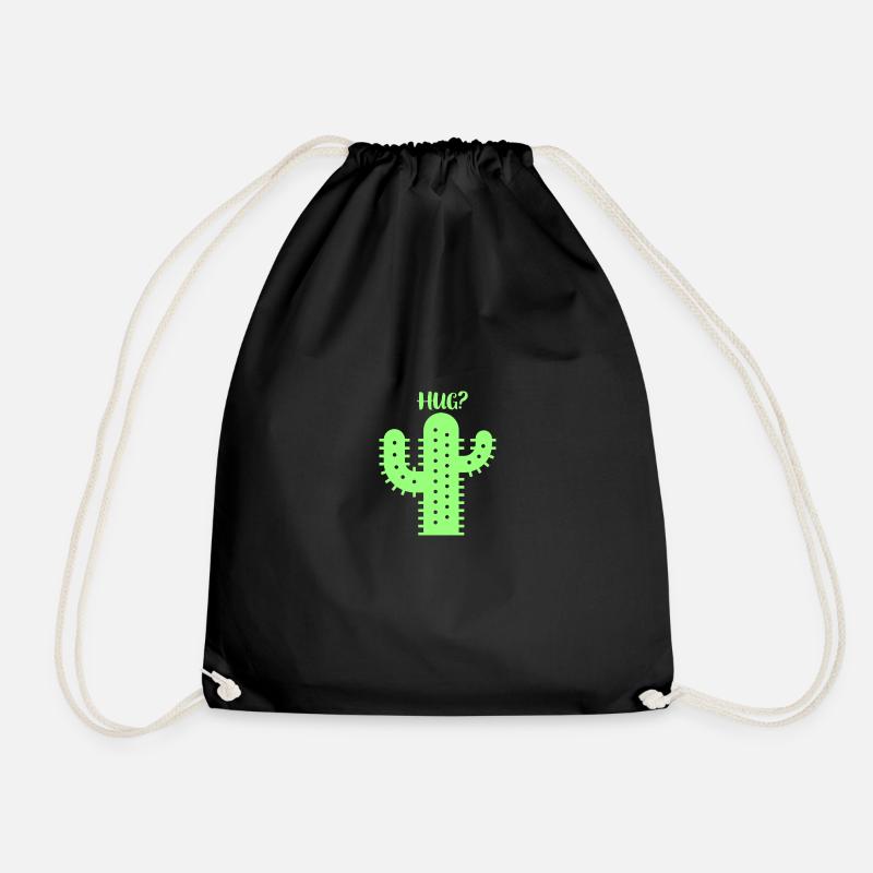 Cactus Hug - Drawstring Bag - black
