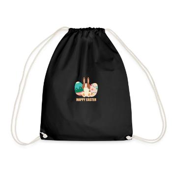 Ostern Geschenk Happy Easter - Turnbeutel - Schwarz - Vorne