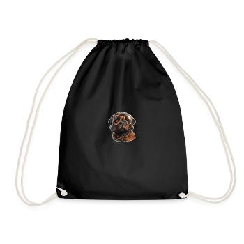 Pug Pilot - Drawstring Bag - black - Front