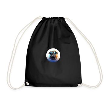 Pug with sunglasses - Drawstring Bag - black - Front