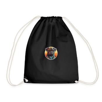 Pug retro colors vintage - Drawstring Bag - black - Front