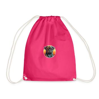 Mops Retro Farben vintage - Turnbeutel - Fuchsia - Vorne