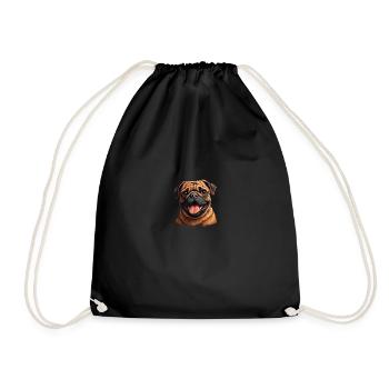 Mops Porträt - Turnbeutel - Schwarz - Vorne