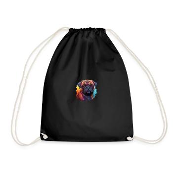 Pug Splashes of Paint - Drawstring Bag - black - Front