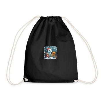 Bonhomme de neige avec ours en peluche - Sac de sport léger - noir - Devant