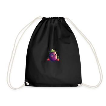 Eggplant Comic Face - Drawstring Bag - black - Front