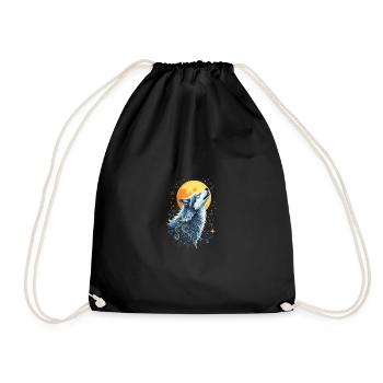 Wolf & Mond - Mystische Kunst - Turnbeutel - Schwarz - Vorne