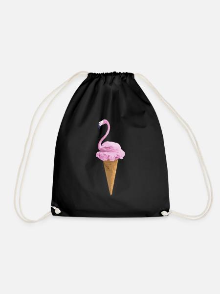 Flamingo mit Eiscreme - Turnbeutel - Schwarz