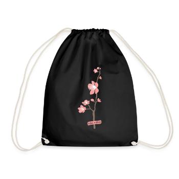 Cute Japanese Flower Pink Design - Drawstring Bag - black - Front