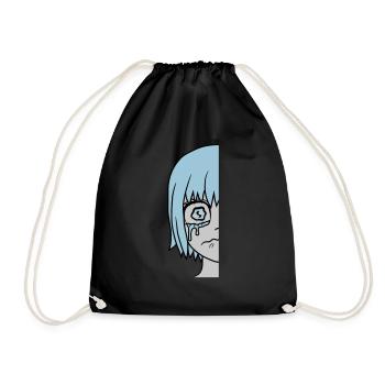 Half sad girl face - Drawstring Bag - black - Front