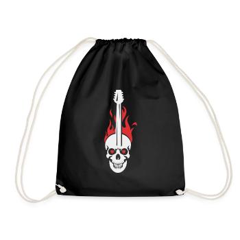 Totenkopf Gitarre Logo - Turnbeutel - Schwarz - Vorne
