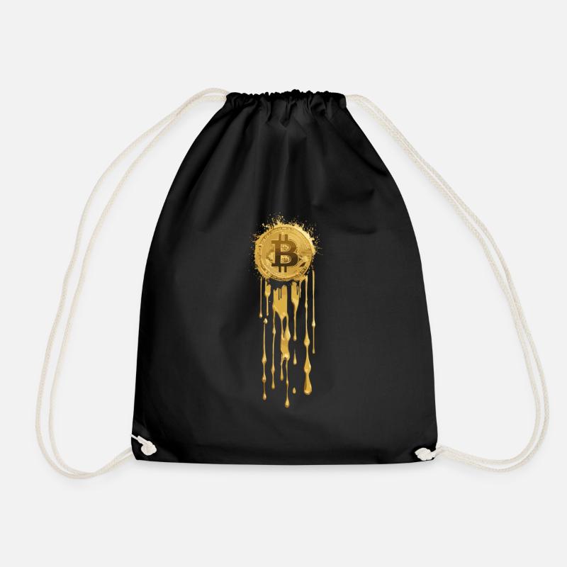 Gold Bitcoin - Turnbeutel - Schwarz