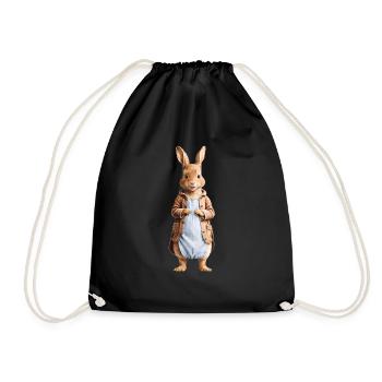 Cute bunny brown 15 - Drawstring Bag - black - Front