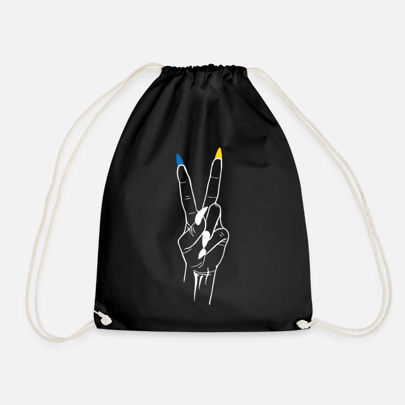 Peace Ukraine Victory - Drawstring Bag - black