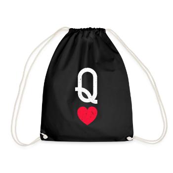 Queen of heart Card player - Drawstring Bag - black - Front