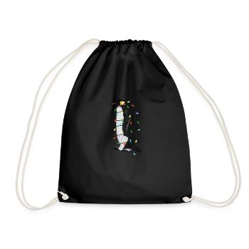 Penguin String Lights Christmas Bird Cap - Drawstring Bag - black - Front