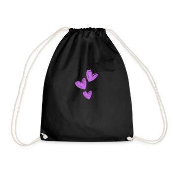 Hearts Purple Icon - Drawstring Bag - black - Front