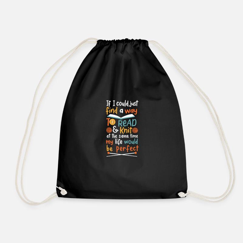 If I Could Find A Way To Read & Knit At The Same - Turnbeutel - Schwarz