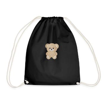 Fluffy Bear T-shirt – Kawaii and Cozy Style - Drawstring Bag - black - Front