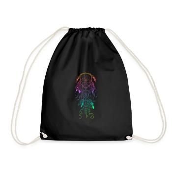 Regenbogen Traumfänger mit Skelettschädeln - Turnbeutel - Schwarz - Vorne