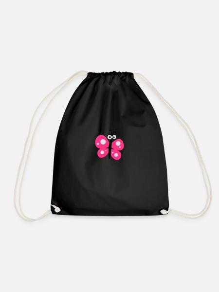 Butterfly pink - Drawstring Bag - black