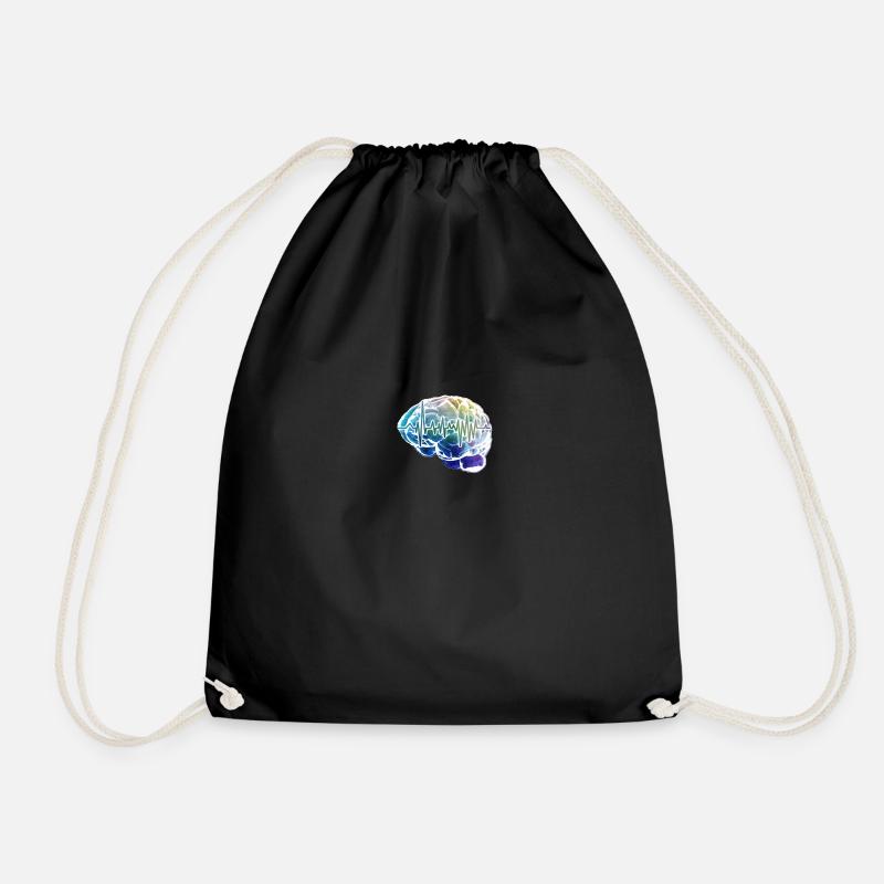 Brain with EEG - Drawstring Bag - black