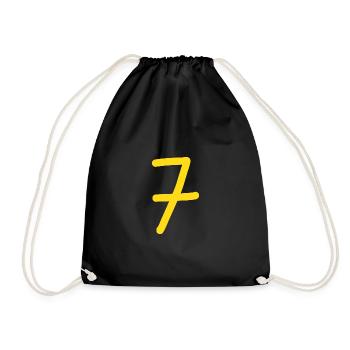 7 Number seven yellow number birthday - Drawstring Bag - black - Front